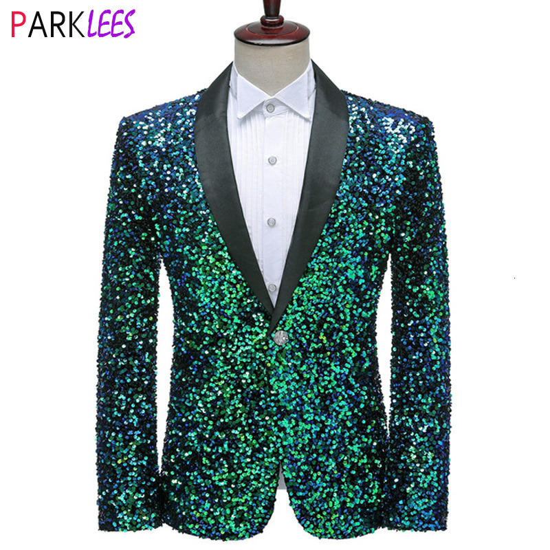 

Men's Suits Blazers Shiny Green Sequins Bling Glitter Blazer Men Shawl Collar One Button Tuxedo Suits Blazer Mens Wedding Party Stage Costumes 230316, Pattern 2