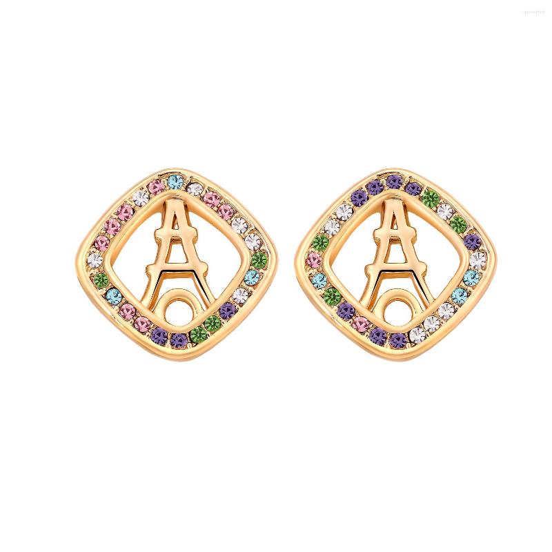 

Stud Earrings ER-00013 Korean Rhinestone Earing Birthday Gift Gold And Silver Plated Eiffel Tower Women Item With