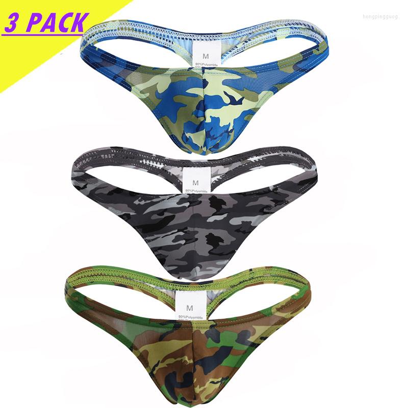 

Underpants 3PCS/Lot Camouflage Sexy Mens Briefs Camo Underwear Cueca Erotic Thongs Panties Men' Lingerie Gay Jockstrap Low Rise, 3pcs-1
