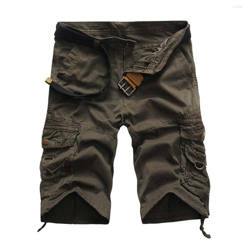 

Men's Shorts Military Men Cargo Plus Size Cotton Casual Loose Multi-Pocket Short Knee Length Summer Vintage Pants Clothing Male, Beige