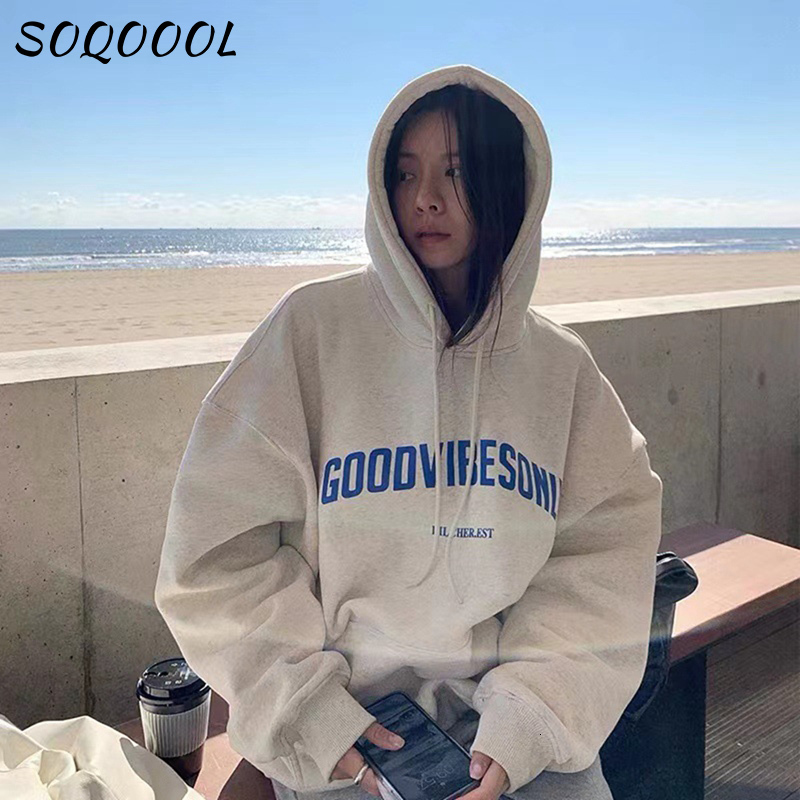 

Womens Hoodies Sweatshirts Letter Print Women Vintage Winter Autumn Loose Hooded Shirt Grunge Street Sweatshirt Y2k Clothes Warm Oversize Pullovers 230316, Dark grey
