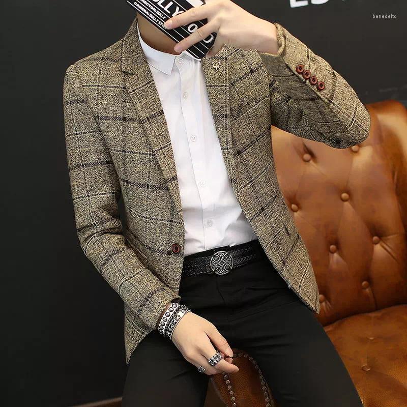 

Men's Suits Suit Blazers Jackets Spring Autumn Plaid Casual Coats Business Formal Wear Men Slim Fit Size 5XL, Navy