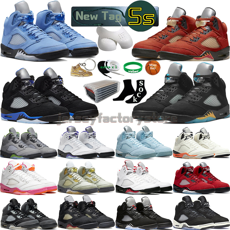 

With Box 5 Basketball Shoes for men women 5s Craft Aqua Concord UNC Green Bean Racer BlueBird Oreo Metallic Raging Fire Red We The Best Wings Suede Mens Sports Sneakers, Color-26