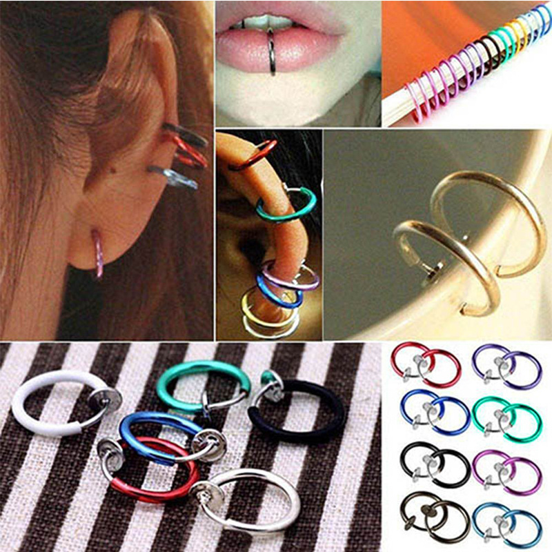 

Wholesale Classic Style Circle Painless Ear Clip Anti Allergy Alloy Earbone Clip Stud Nose Ring