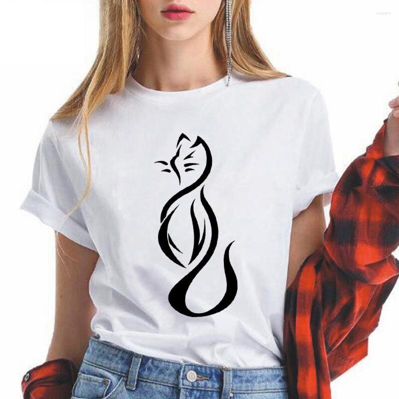 

Women' T Shirts 2023 Summer Totem Graphics Print Fashion Women Ladies Animal Geometry Short Sleeve White Tops, 20656