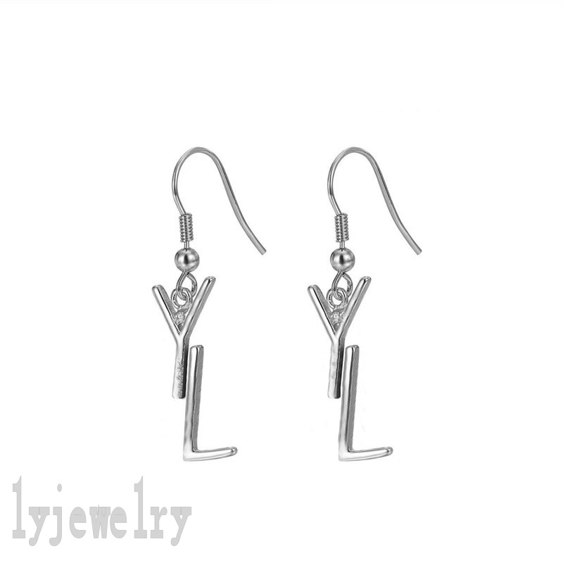 

Metal silver plated studs diamond earrings designer for women elegant letters lady shiny earings crystal orecchini jewelry womens earring simple ZB033 E23