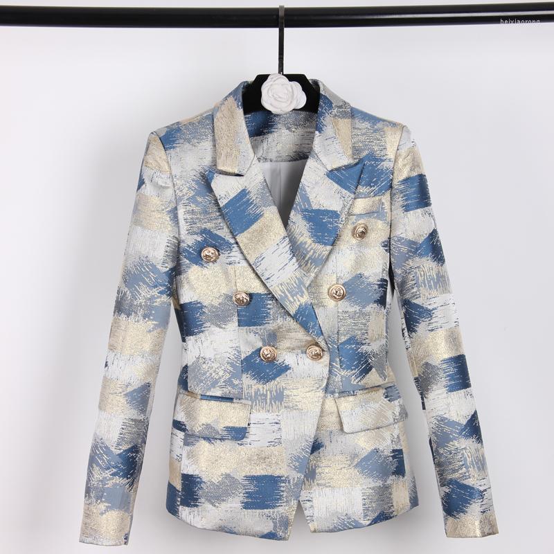 

Women' Suits -3XL High Quality 2023 Fashion Custom Color Gold Fabric Button Slim Temperament Commuter Casual Woman Blazer, Multi