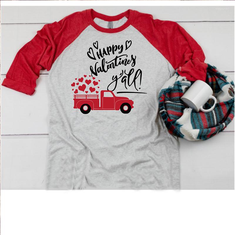 

Women' T Shirts 2023 Women Vintage Couple Shirt Womens Plus Size Love Top Long Sleeve Tees Baseball Tee Happy Valentine' Day, Ld5082-r