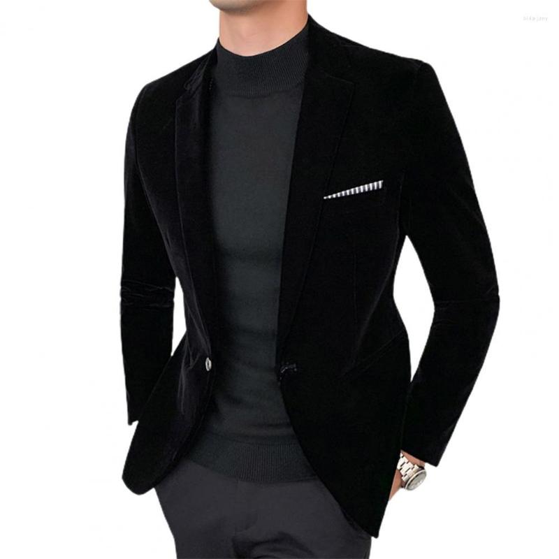 

Men's Suits Spring Men Blazer Solid Color Turndown Collar Long Sleeve Slim Fit Single Button Velvet Suit Coat Streetwear, Wine red