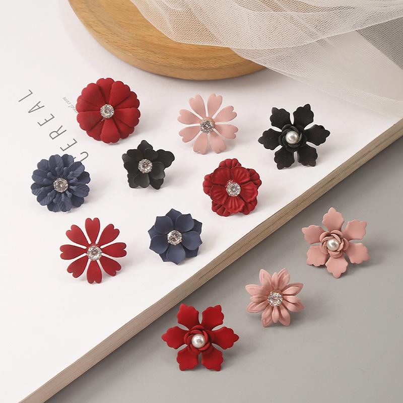 

Stud Earrings Meetvii Sexy Woman Black Flower Party Club Accessories Ear Fashion Jewelry Korean Pearl 2023Stud