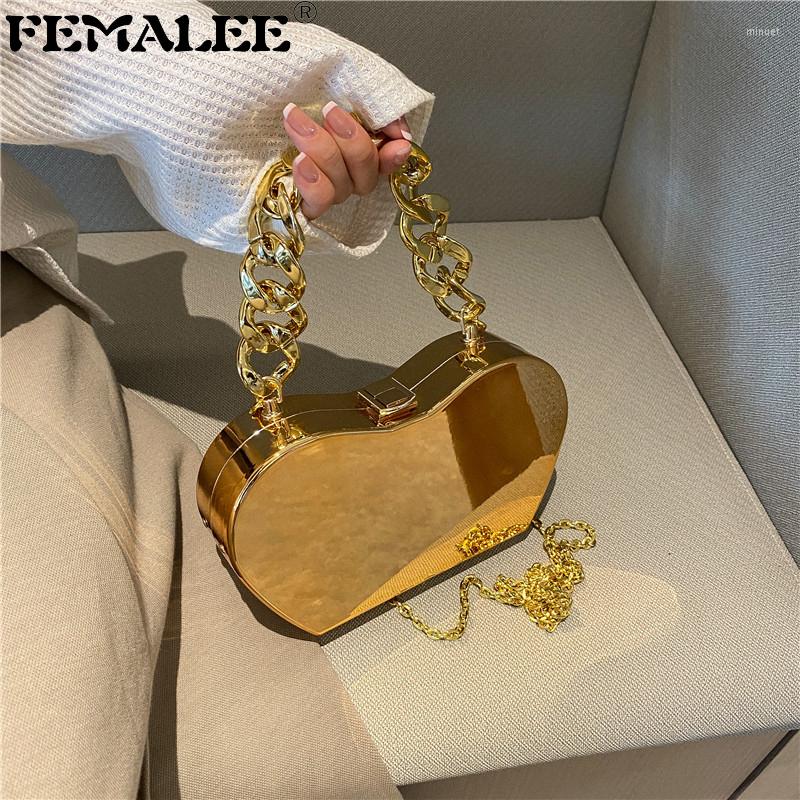 

Shoulder Bags Thick Chain Party Clutch Gold Apple Shaped Purses And Handbags For Women Chic Designer Brand Bag Crossbdoy Female