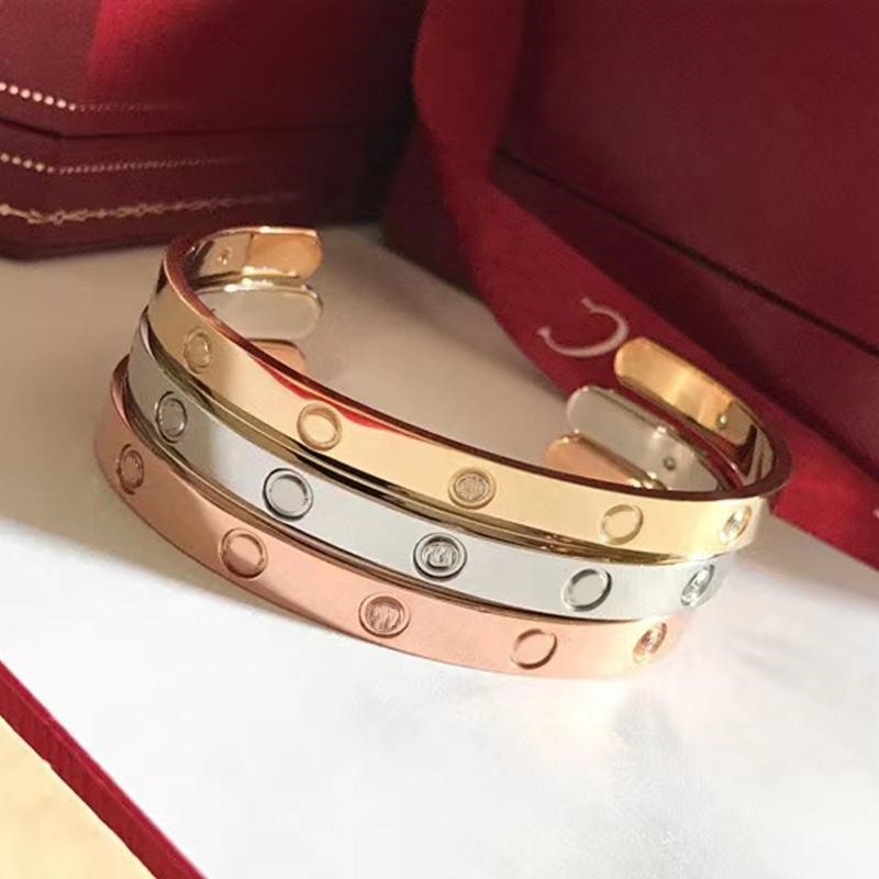 

Classic luxury female bracelet designer gold diamond bracelet love bracelet classic open screw bracelet unisex high quality stainless steel bracelet couple gifts