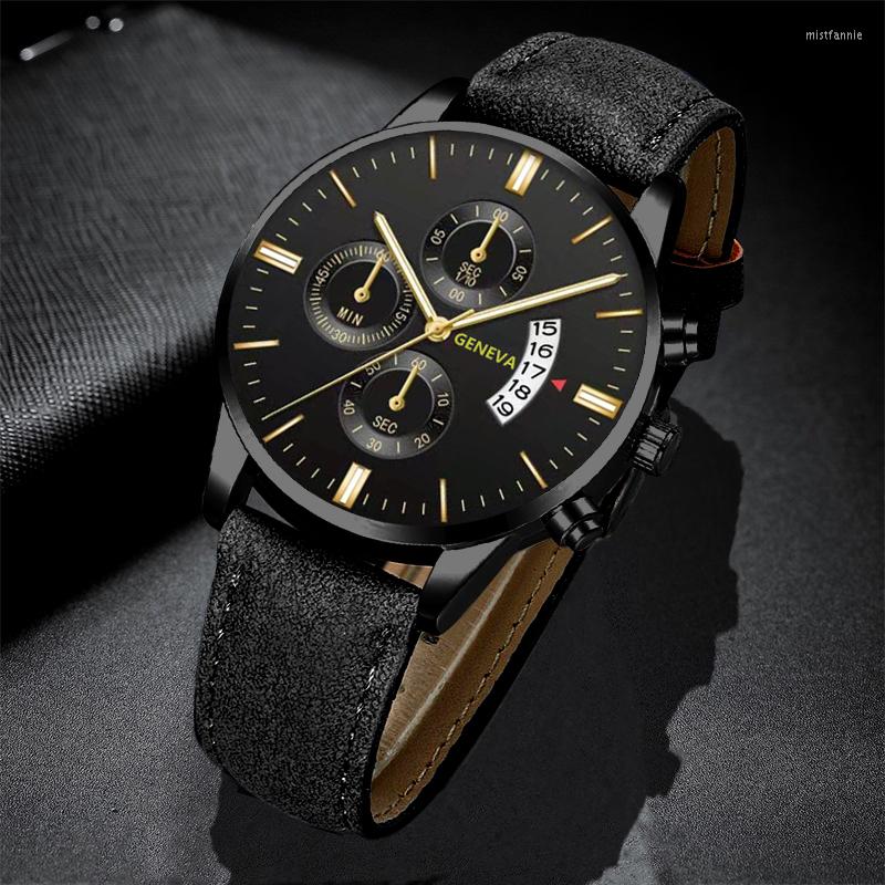 

Wristwatches 2023 Luxury Business Men's Watches Brand Stainless Steel Quartz Watch Fashion Casual Sports Calendar Leather Clock, As shown 7