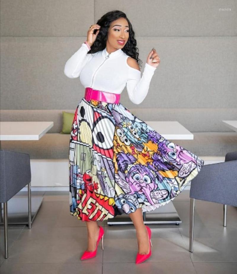 

Casual Dresses Fashionable White One-Piece Print Pleated Mid-Waist Commuter African Dress 5xl