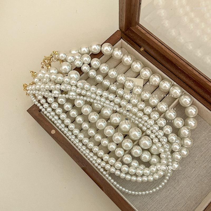 

Chains Elegant Simple Simulated-Pearl Beaded Necklace Temperament Wild Clavicle Chain For Women Girls Wedding Accessories Gift BaroqueChains