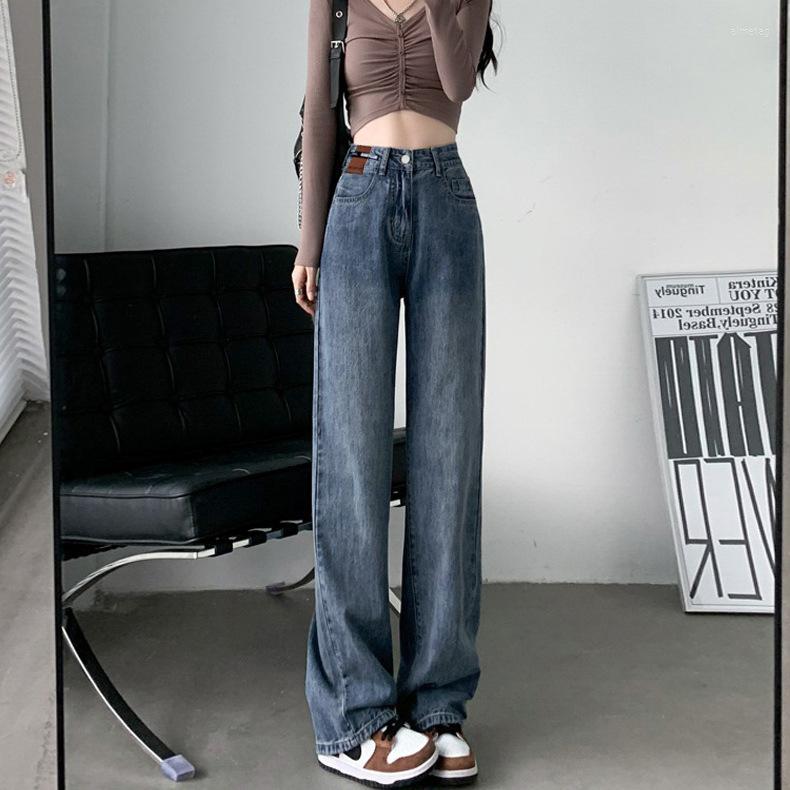 

Women' Jeans Wide Leg Women' Autumn Women Pants High Waisted Korean Version Of Straight Loose Casual Full Length Trousers, Blue