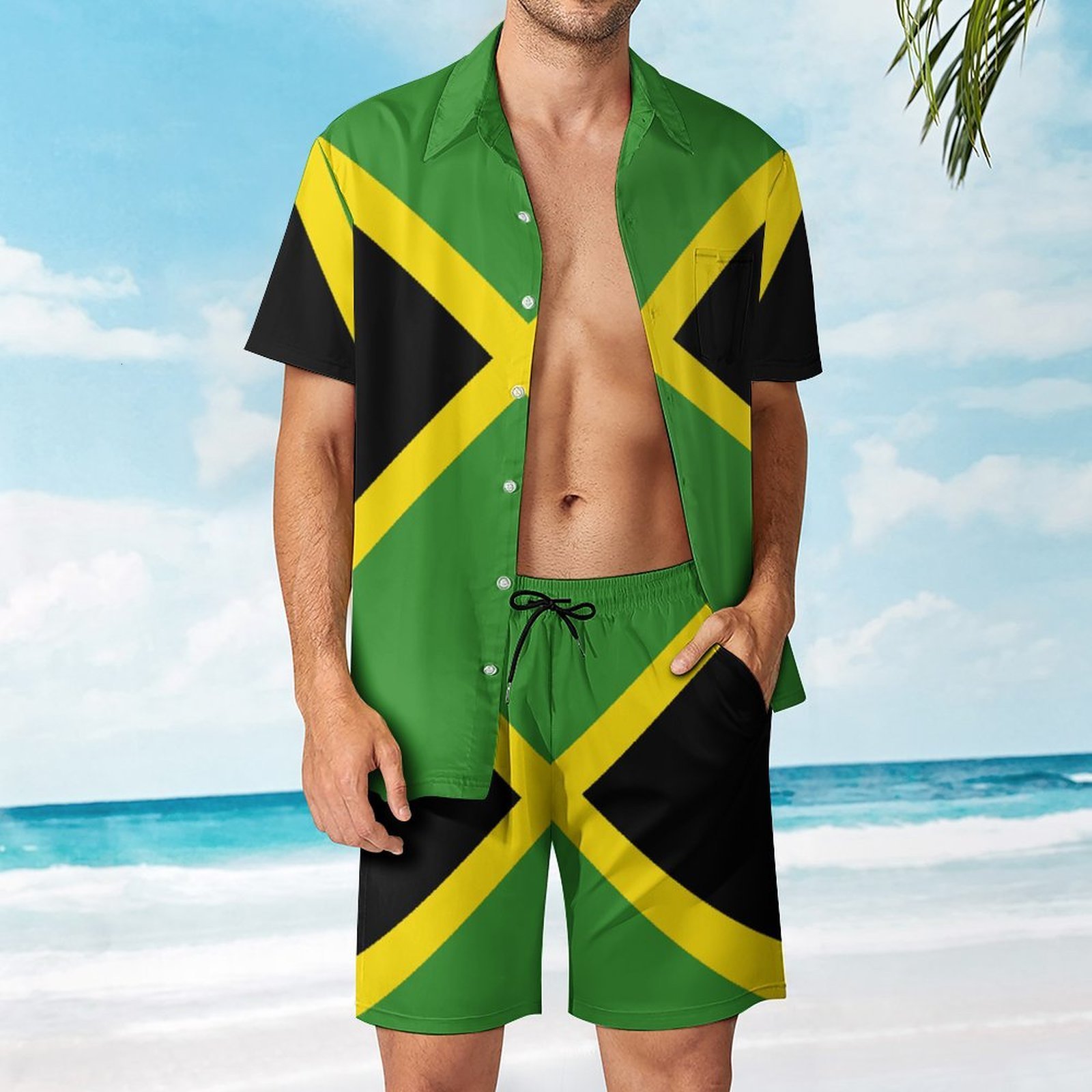 

Men's Tracksuits Jamaica Beach Suit Funny 2 Pieces Quality Home Eur Size 230314, Beige
