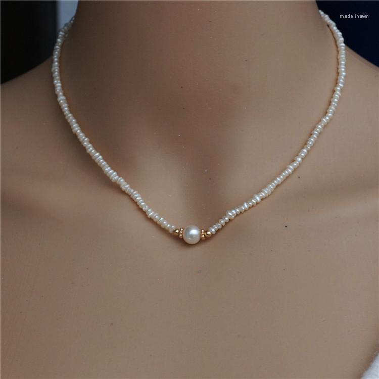 

Chains Natural Freshwater Pearl Necklace Women Mini Baroque Pendant Clavicle