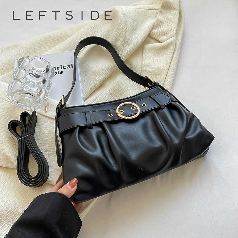 

NXY Fashion Shoulder Bags with Pleats for Women 2022 Spring Solid Simple PU Leather Female Crossbody Bags Luxury Handbag, Beige