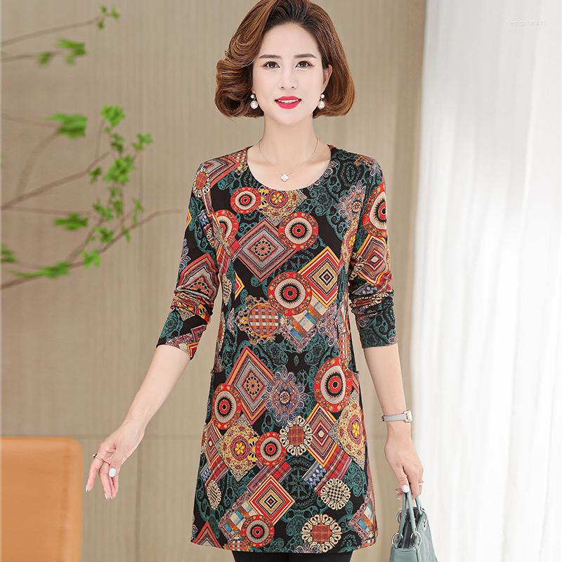 

Women's Blouses Floral Women Vintage 2023 Fashion Autumn Long Sleeve Shirt Female Casual Tops Camisas Mujer Elegant, Blue