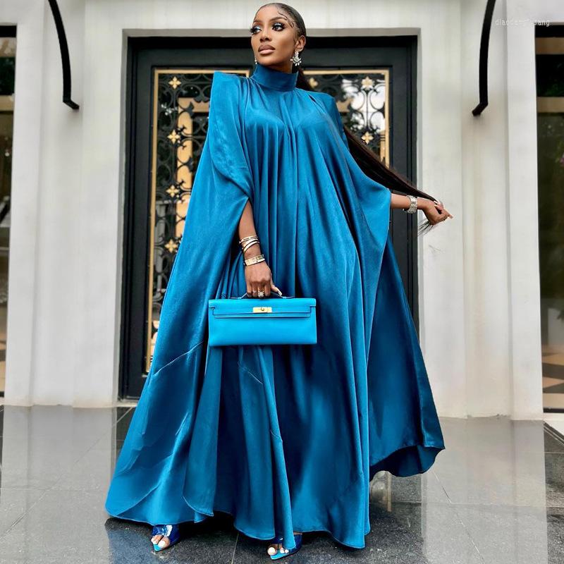 

Ethnic Clothing Wepbel Muslim Abaya Women Turtleneck Loose Large Swing Dress Robe Caftan Ramadan Islamic Satin Kaftan