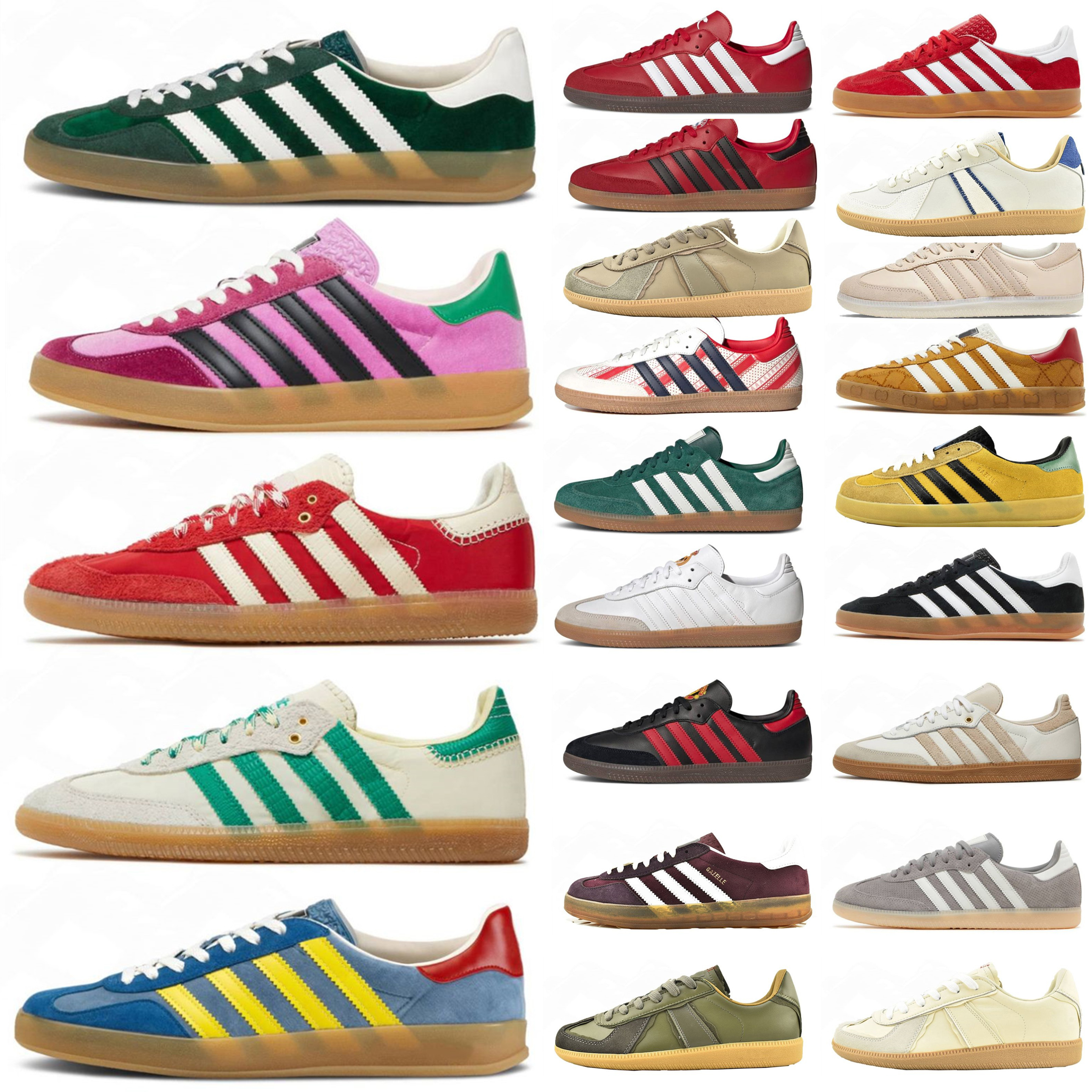 

Original Designer Casual Samba Shoes Vegan White Black Gum Red Gazelles Trainers Monogram Gazelle Suede Pink Wales Bonner Cream Green Sambas Platform Sneakers, #28 36-45 og collegiate green gum