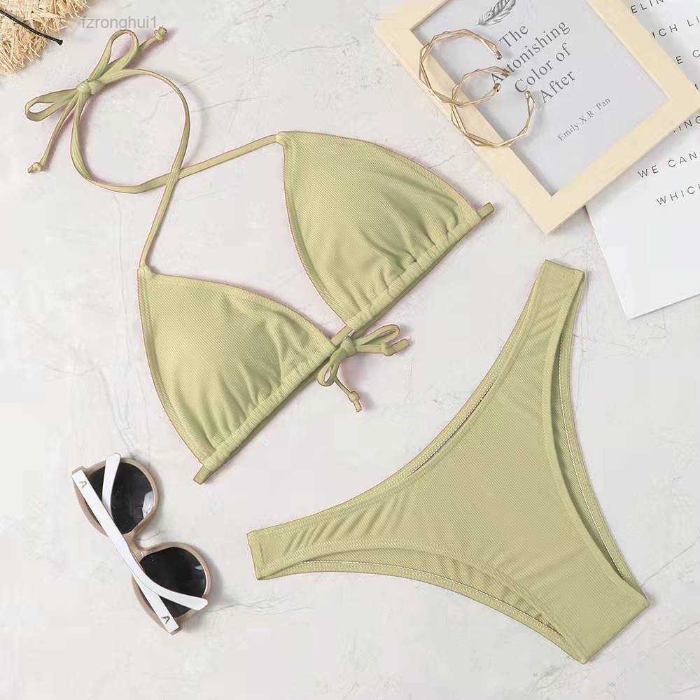 

Women' Swimwear 2022 Anti-print New Bikini Solid Color cover dresses swimsuit push-up bra bathing suits sexy thongs 1 W1WU