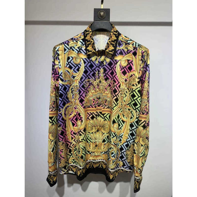 

2023ss Hawaiian Fashion Printed Men Casual Shirt Designer Shirts Medusa Silk Shirt Loose Thin Jacket Mens Long Sleeve Shirts 18 Colors, No.15