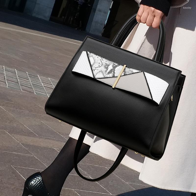 

Evening Bags 2023 Luxury Fashion Shoulder Messenger Bag High Quality Genuine Leather Women Serpentine Handbag Large Capacity Casual Totes, Black
