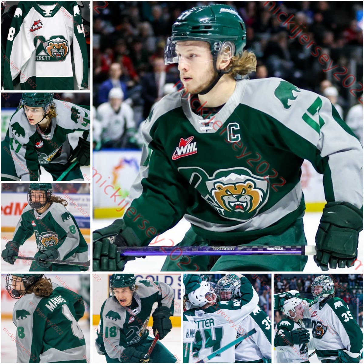 Ben Hemmerling Everett Silvertips Hockey Jersey Jesse Heslop Eric Vince Lamanna 8 Evan Makokis 35 Tim Metzger Custom Stitched Everett Jerseys-image-887435983