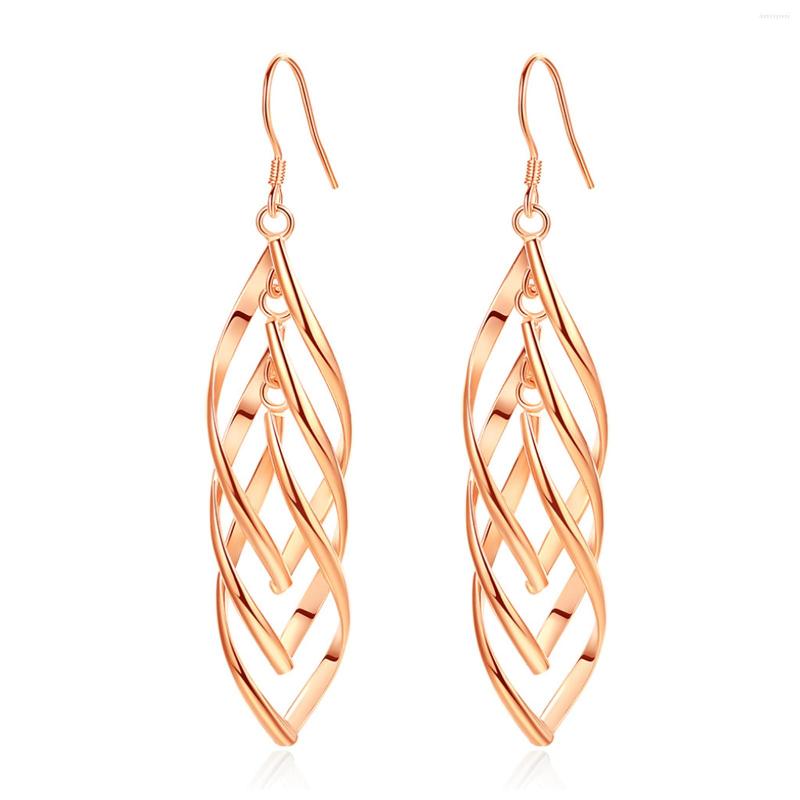

Dangle Earrings Wedding Party Linear Design Dress Up For Women Shiny Drop Fashion Jewelry Elegant Copper Leaf Gift Casual