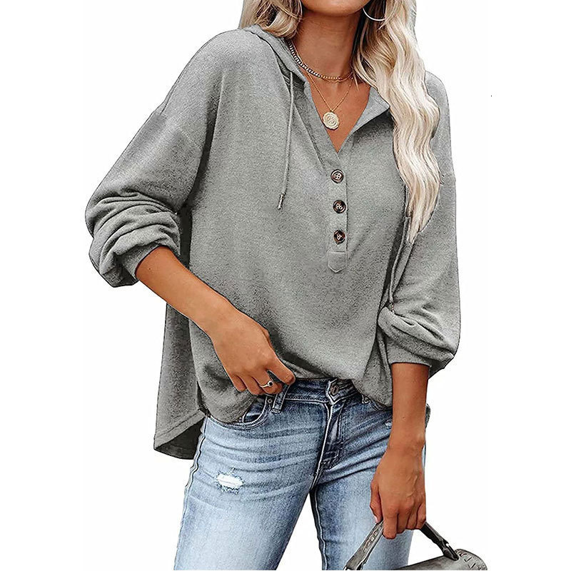 

Womens Hoodies Sweatshirts 2023 Spring Long Sleeve Oversized Hoodie Fashion VNeck Hooded Sweatshirts Casual Loose Bat Sleeve Hoodies Women Tops 18194 230316, Black