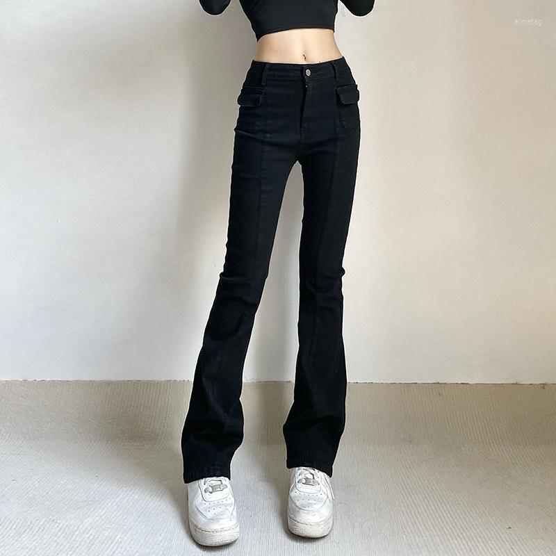 

Women' Jeans Y2k Pants Clothes Women Baggy Acubi Fashion Coquette Frauen Hosen Trashy Gyaru Japanese Harajuku Flare Baddie, Black