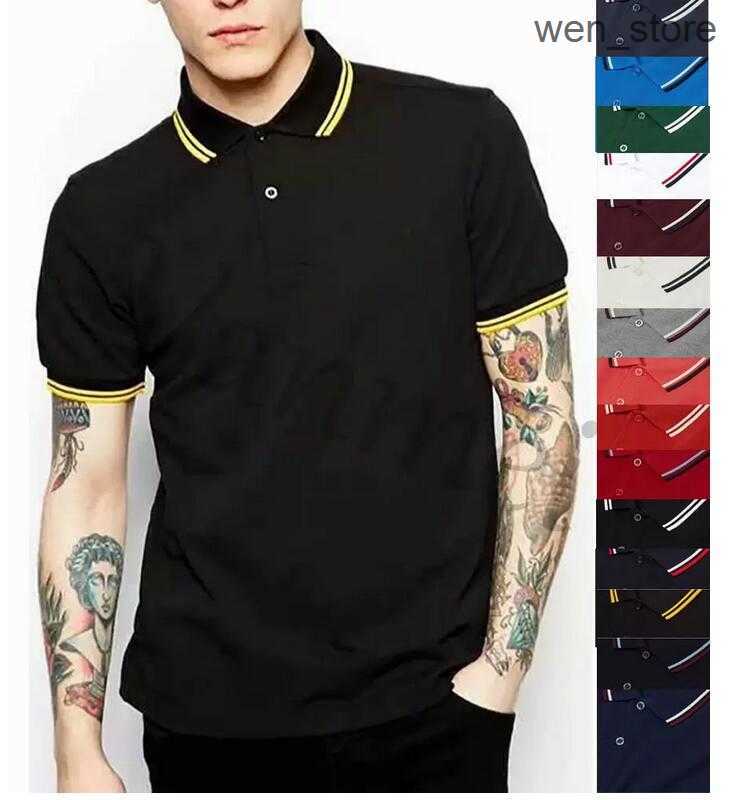 

2023 16color Men Classic Perry Polo Shirts Cotton Leaf Embroidery High Quality Summer Casual Polos Striped Collar London Fred Tees Tops 0RT0, No.16