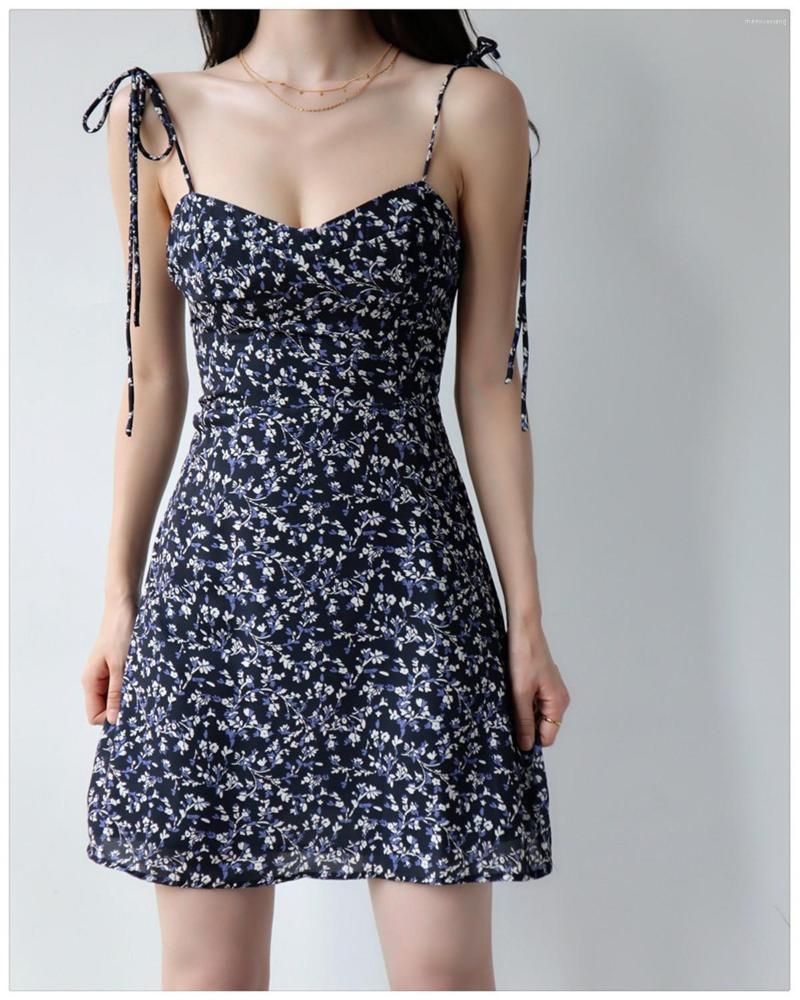 

Casual Dresses Sexy Women Sleeveless Tie-Up A-Line Dress Slim Fit Backless Floral Print Spaghetti Strap, Purple