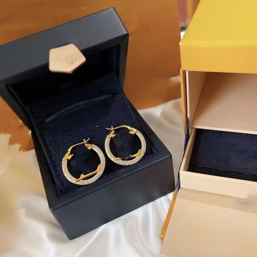 

designer earrings Fashion gold hoop earrings for lady Women Party earring New Wedding Lovers gift engagement Jewelry for Bride with box