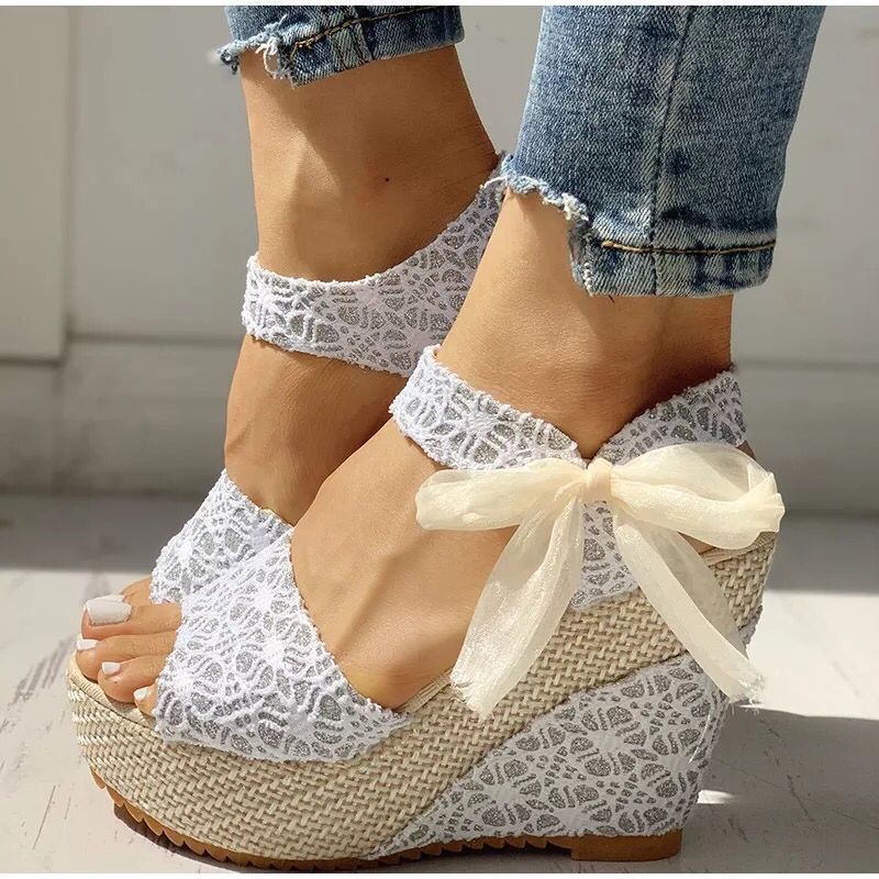 

Sandals Lace Leisure Women Wedges Heeled Women Shoes Summer Sandals Party Platform High Heels Shoes Woman 230316, Black