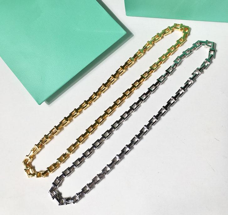 

Design Women's T Style Necklace Pendant Chain S925 Sterling Silver love egg brand Pendant Charm Stainless Steel Gradient Shape heardwear Thick Couple for woman