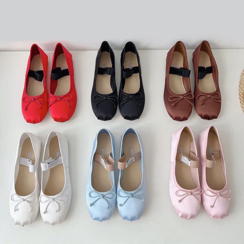 

Cute Bow Ballet Flats: Designer Women's Sandals with Square Toe, Brown