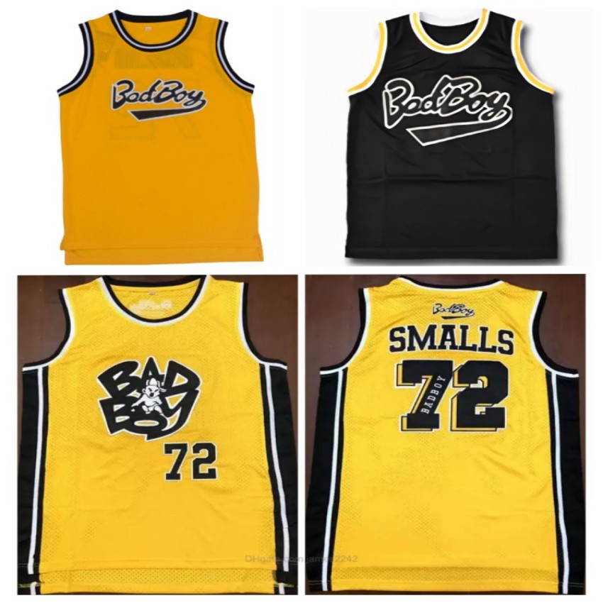 

Custom Toni Kukoc Basketball Jersey Badboy #72 Biggie Smalls Notorious B.I.G. Stitched Bad Boy yellow black any size name number team S-5XL Children's jerseys, 02