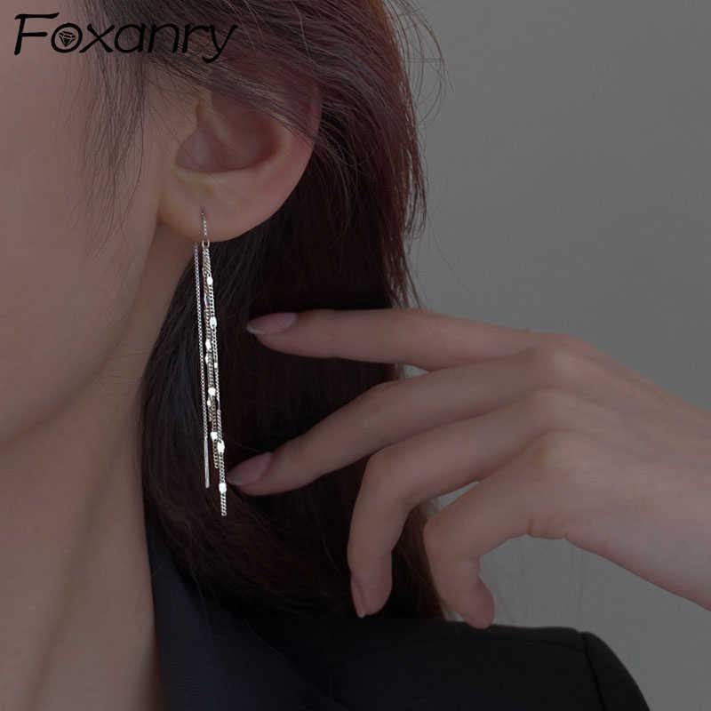 

Charm ANRY Prevent Allergy Silver Color Drop Earrings for Women Trendy Elegant Charming Creative Long Tassel Bride Jewelry L230315