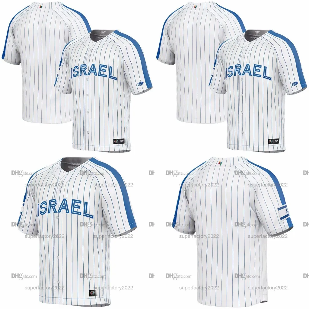 

CUSTOM Baseball Jerseys Team Israel 2023 World Baseball Classic Jersey WBC Joc Pederson Jake Bird Richard Bleier Brandon Gold Dean Kremer Ky, Blue