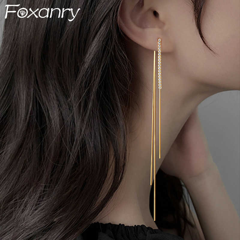 

Charm anry Sparkling Zircons Earrings Bride Jewelry Charm Women Girl New Trendy Elegant Chain Tassel Wedding Party Accessories Gift L230315