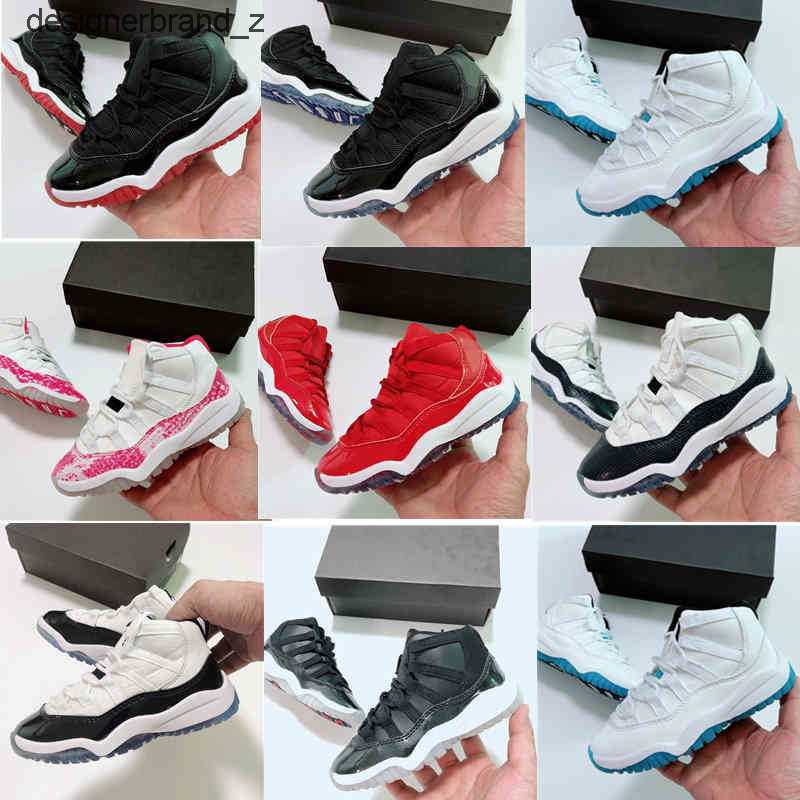 

TopQuality Jordns Kids Basketball Shoes Jumpman Lace Up 11 11s High Pink Snakeskin Bred Concord Space Jam Infant Children Toddler Trainers 7TNE