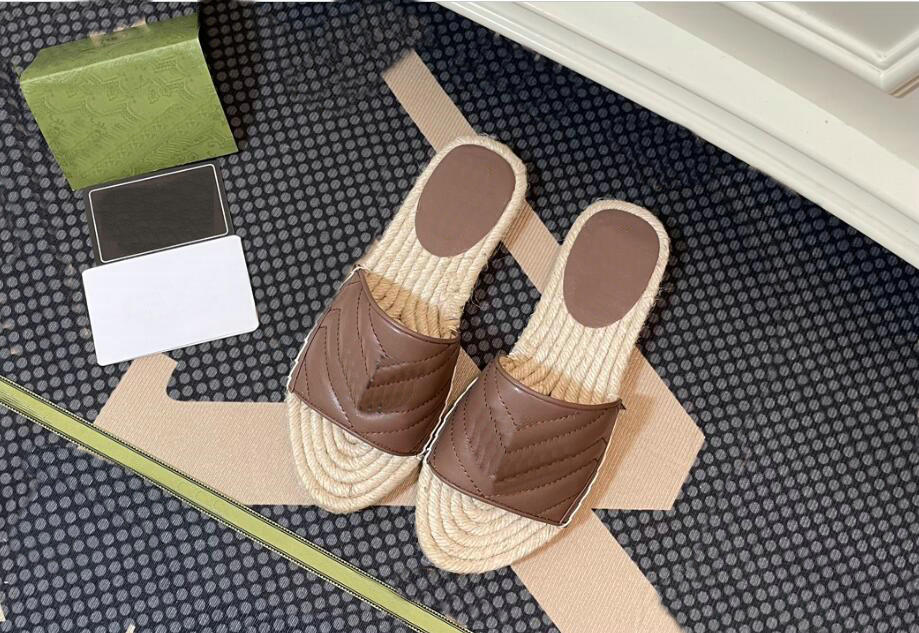 

leather Beach slippers Classic Flat heel Summer Lazy Designer fashion brands Cartoon Big Head flops lady Slides women shoes Hotel Bath Ladies sexy Sandals, Brown