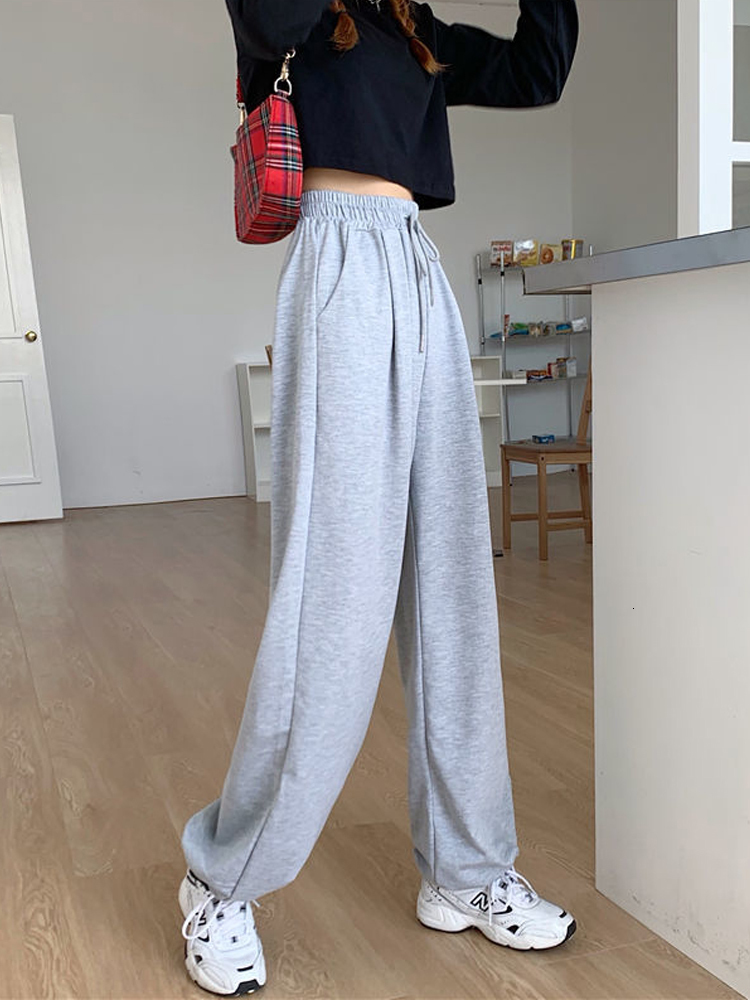

Women's Pants Capris Woman Pants Streetwear Korean Style Loose Joggers Women Sweatpants Grey High Waist Comfort Simple Basic Casual Fashion Trousers 230316, Black