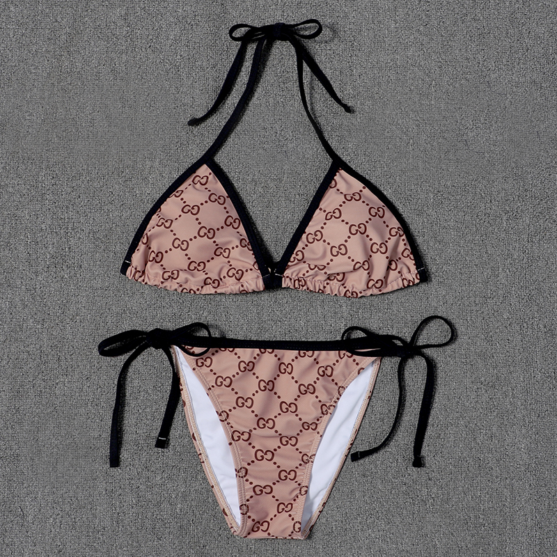 Gucci bikini designer Woman Swimwear G Chain Designer Bikini Set 2 Pieces Swim Suit Thong Girl Swimsuit suite Pink Triangl Tankini Waist Cover Pu-image-850424010