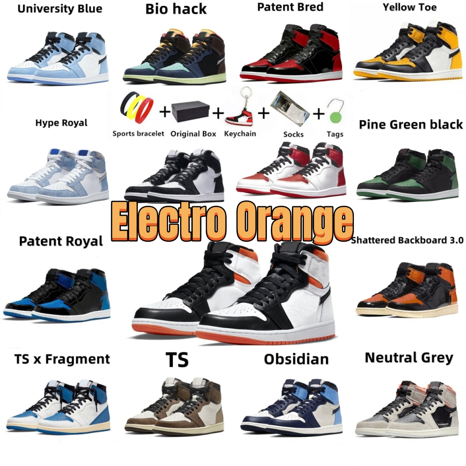 

Jumpman Basketball Shoes 1 Rebellionaire Women 1s Designer Sneakers Men Trainers University Blue Bred Patent Coconut Surfaces Paris White Banned Sports with box, 33