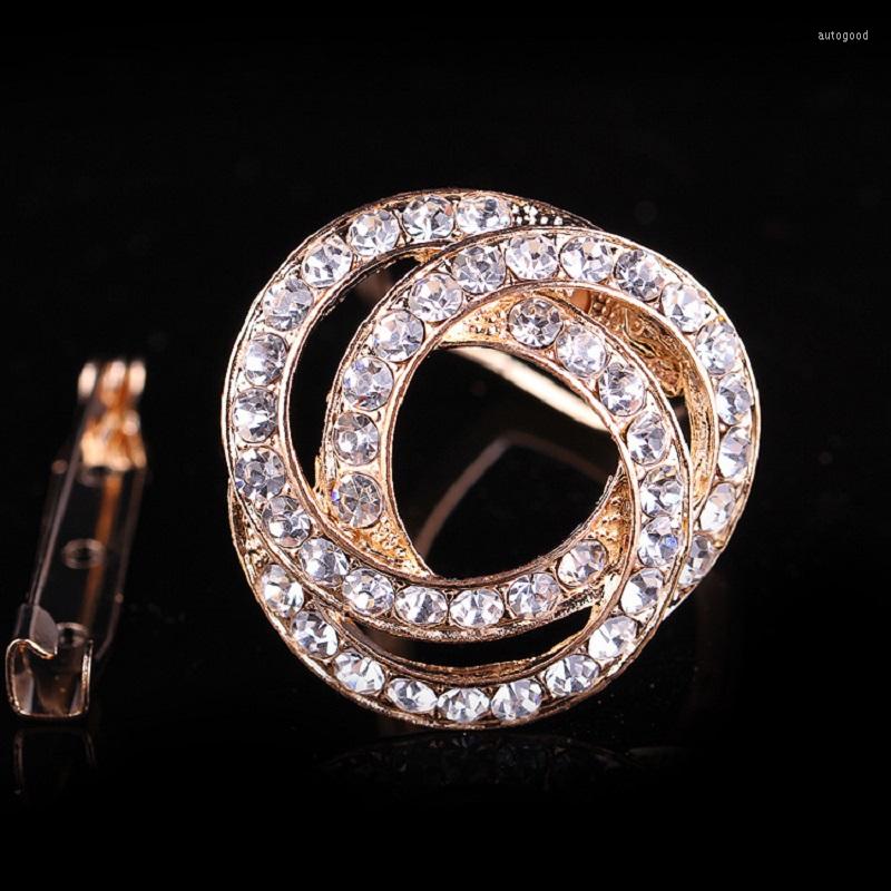 

Brooches TULX Trendy Vintage Rhinestone Flower Crystal Scarf Ring Korean Style Round Brooch Pins Shawl Clip Women Buckle