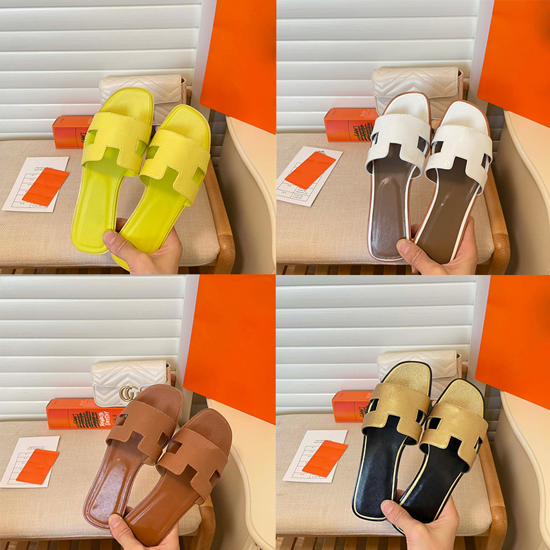 

2023 Style oran Women Men Summer Slippers Sandals Designer Luxury Female Leather Flat Sexy Female Outside Orange Woman Wear 100 Matching Indoor Herma Size 35-43, #9